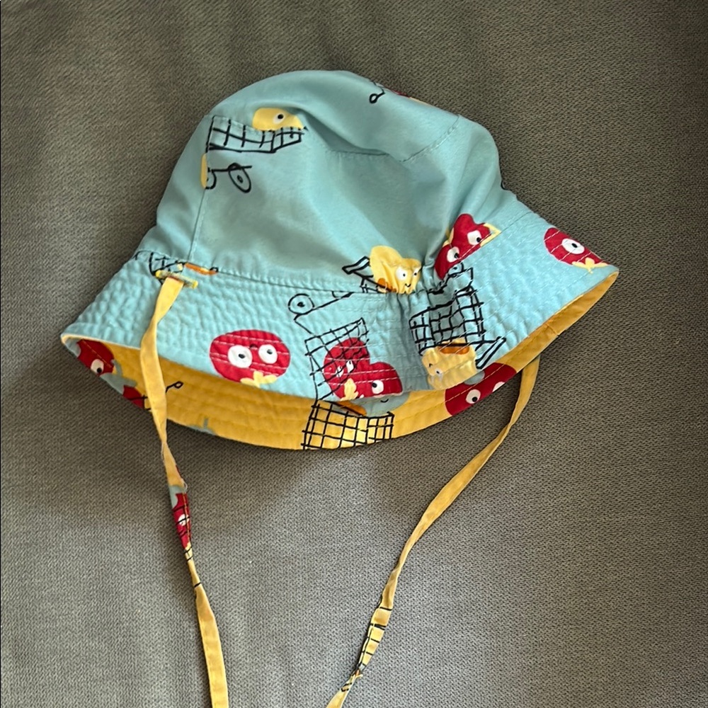 Playful Cartoon Print Kids Bucket Hat - Light Blue and Yellow